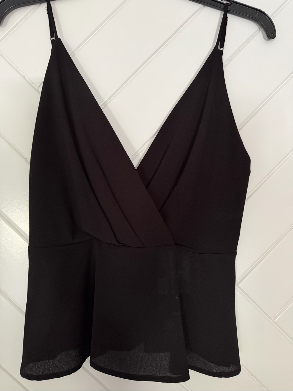 Tyche Black Strapless-Look Peplum Cami Top